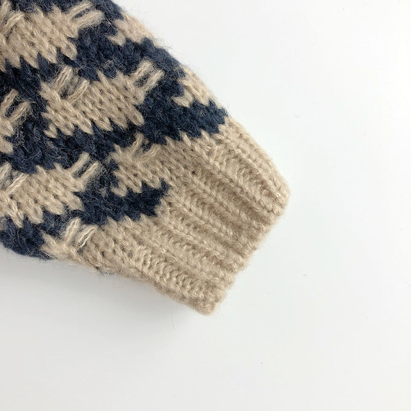 (予約商品)千鳥柄ニットプルオーバー【K183】