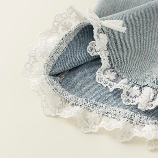 (予約商品)レースデザインデニムパンツ【K245】