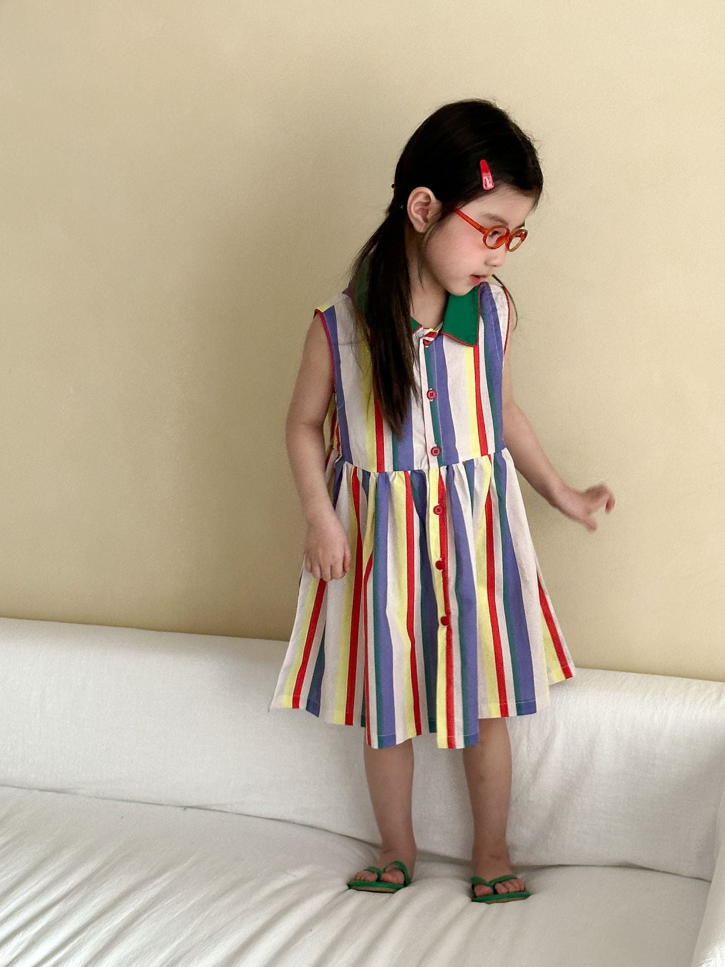 カラフルストライプサロペット/ワンピース【K252】
