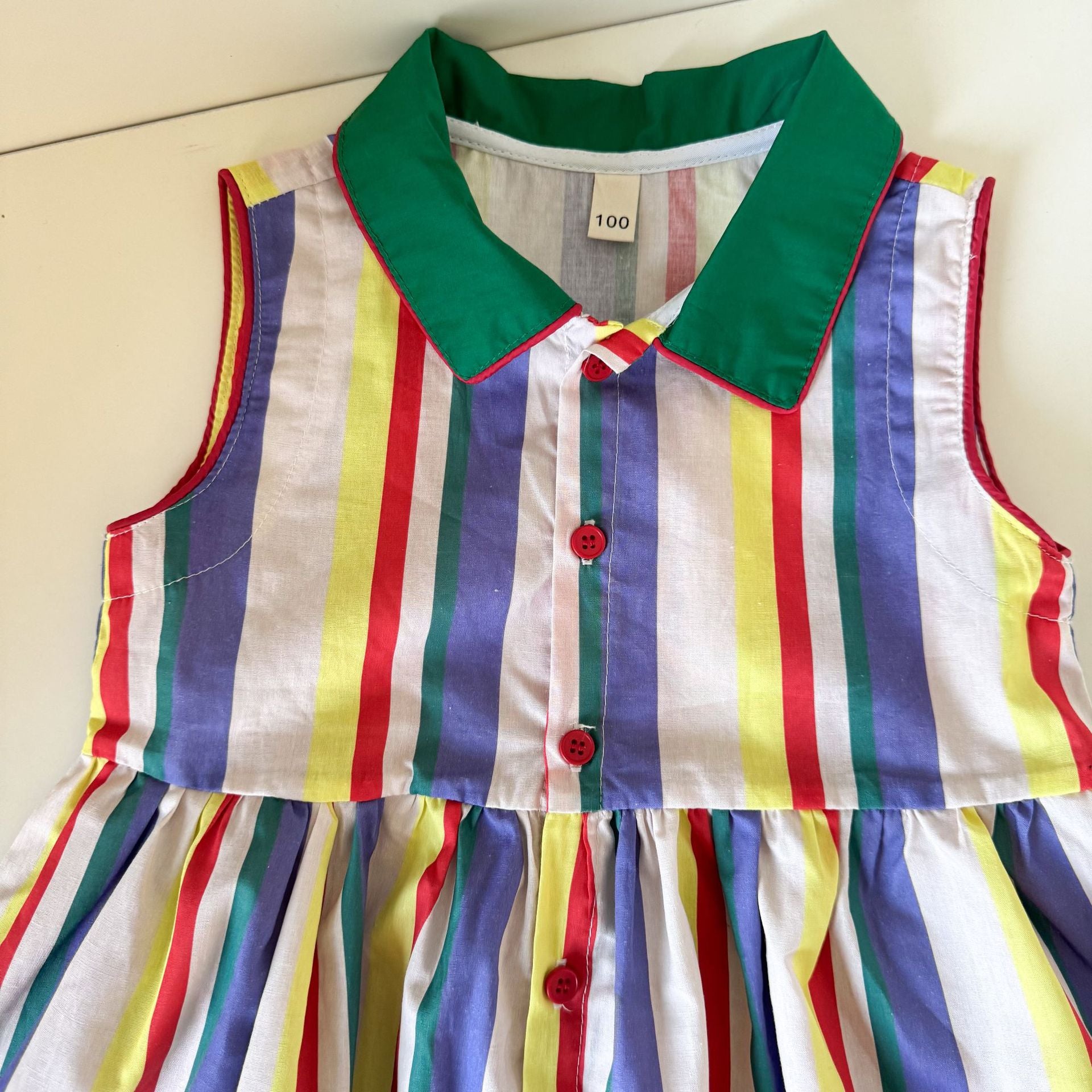 カラフルストライプサロペット/ワンピース【K252】