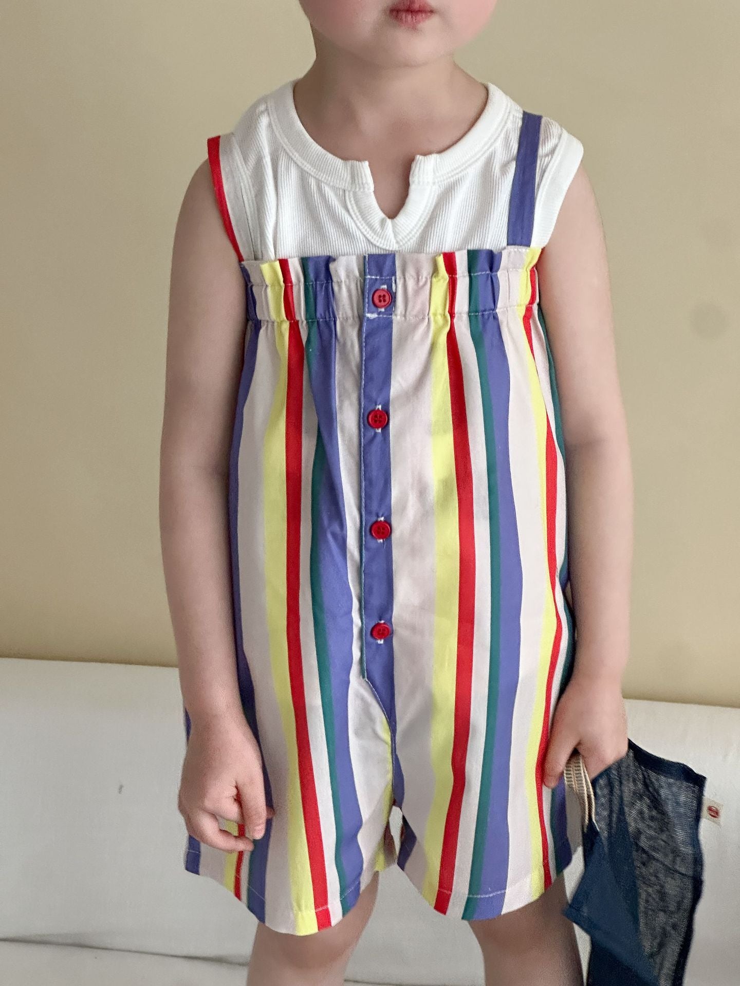 カラフルストライプサロペット/ワンピース【K252】