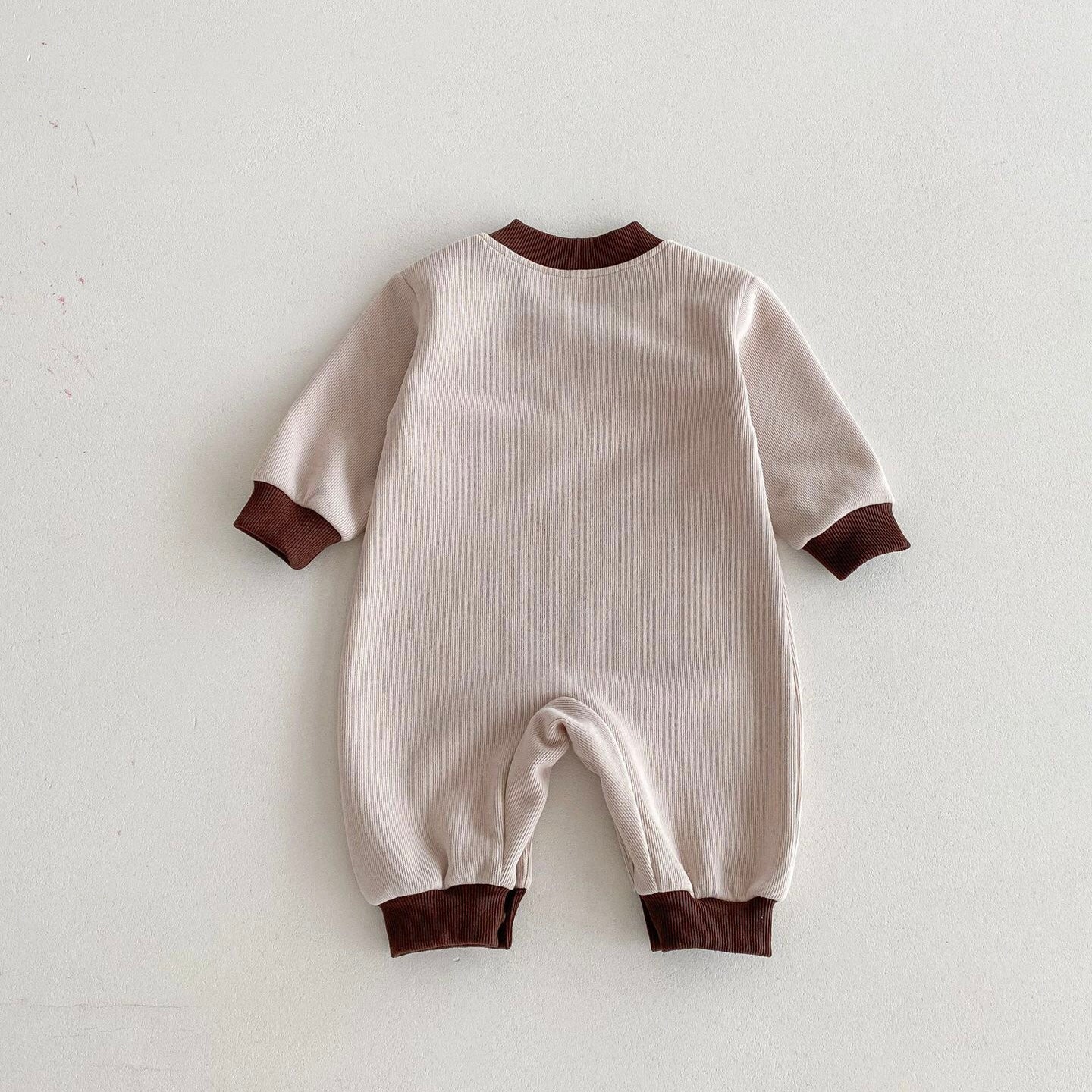 (予約商品)くまさんバイカラーロンパース【N3406】