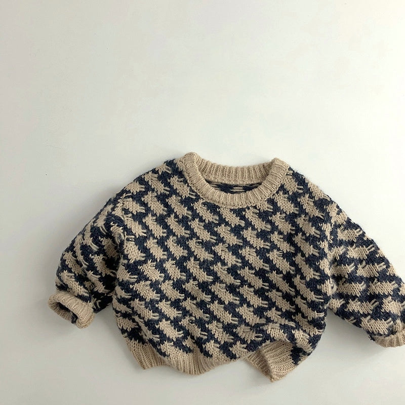 (予約商品)千鳥柄ニットプルオーバー【K183】