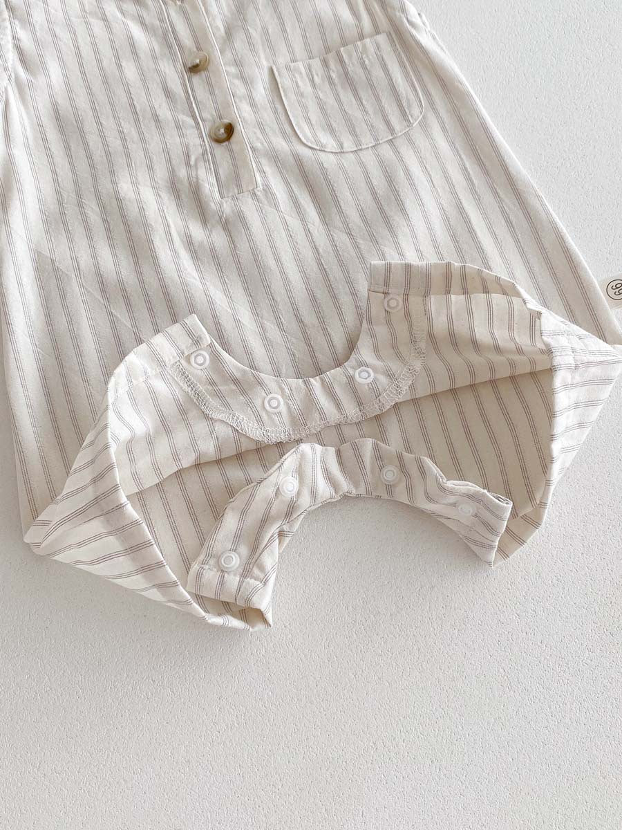 (予約商品)ストライプサロペット(帽子付き)【N3507】