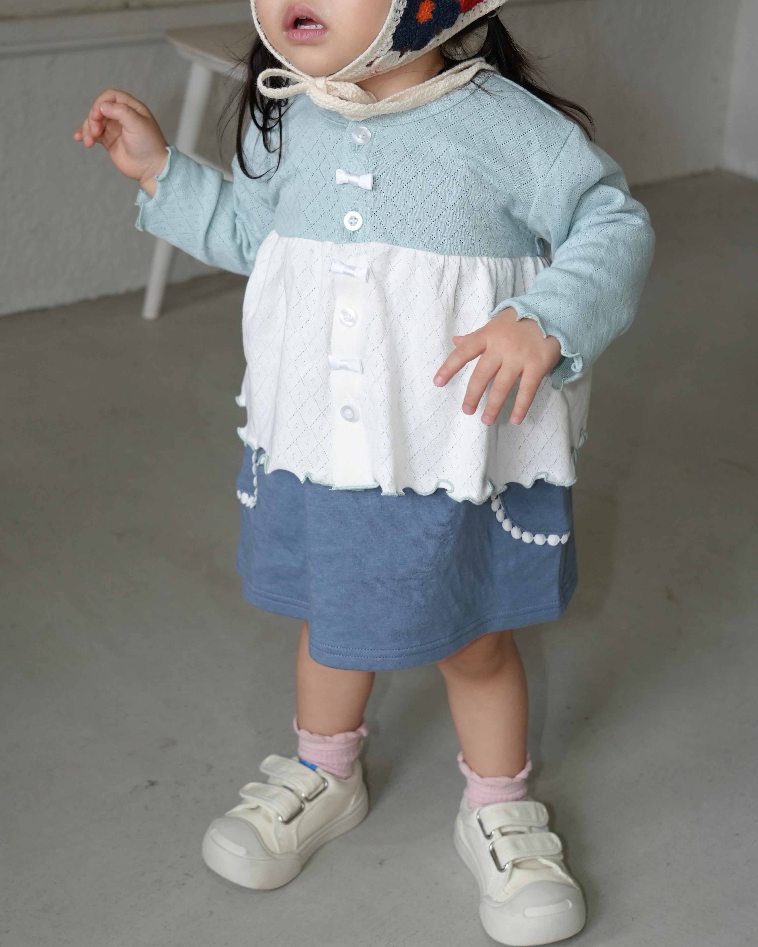 Eyelet Bicolor Cardigan【110130】 (green)