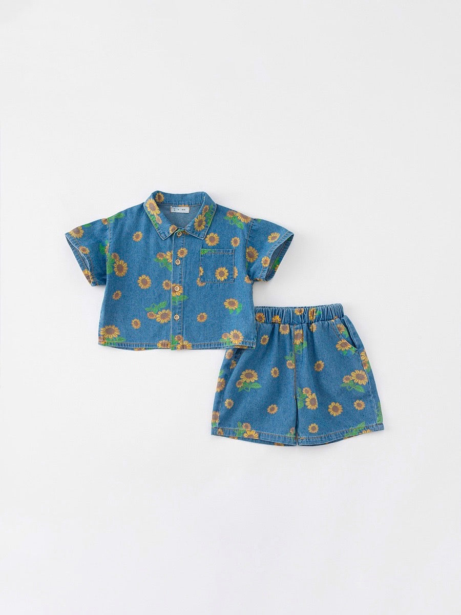 ひまわりデニムセットアップ【K168】
