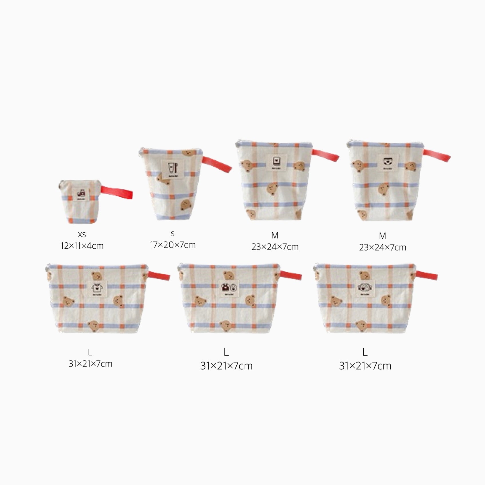 (予約商品)くまさんチェックアイテムポーチ(7set)【G116】