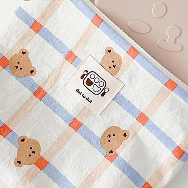 (予約商品)くまさんチェックアイテムポーチ(7set)【G116】