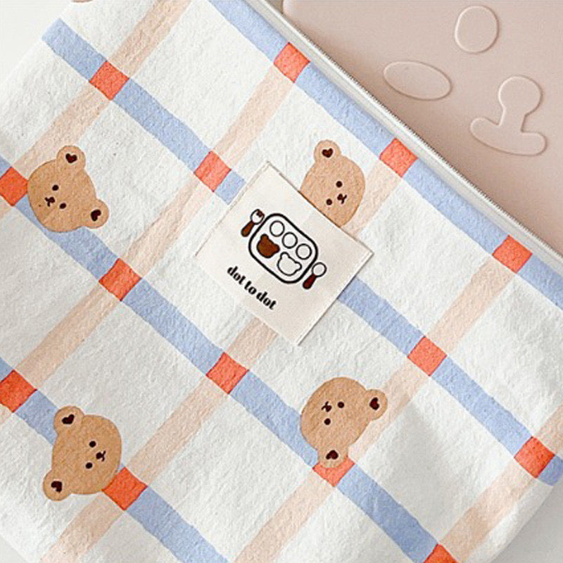 (予約商品)くまさんチェックアイテムポーチ(7set)【G116】