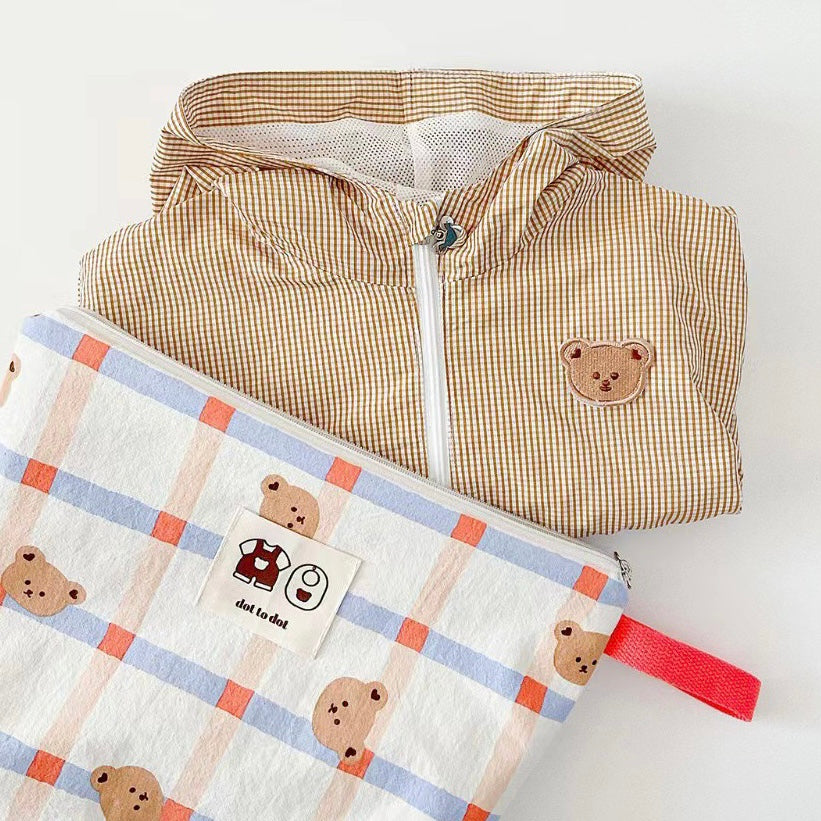 (予約商品)くまさんチェックアイテムポーチ(7set)【G116】