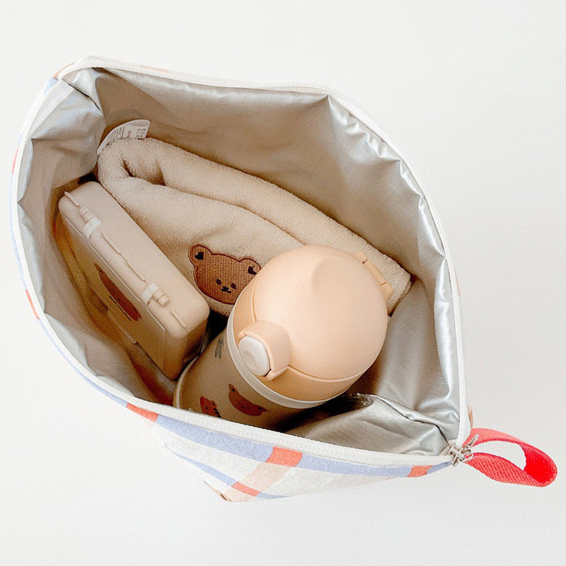 (予約商品)くまさんチェックアイテムポーチ(7set)【G116】