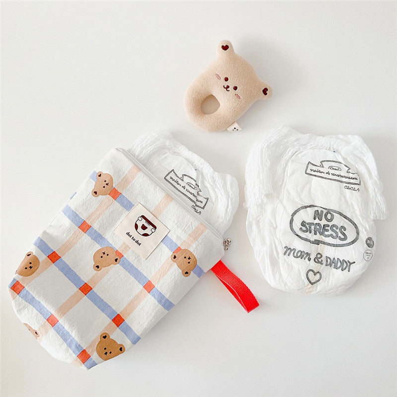 (予約商品)くまさんチェックアイテムポーチ(7set)【G116】