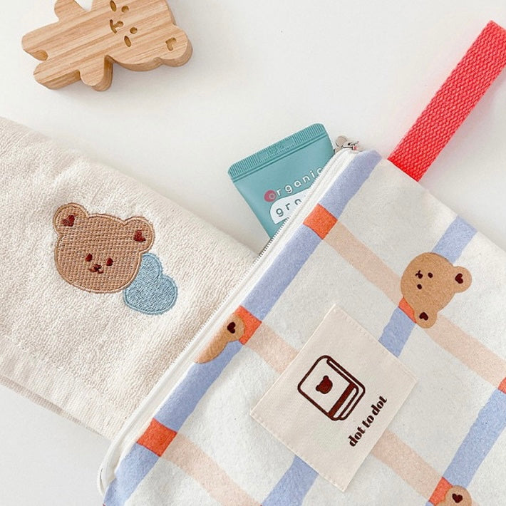 (予約商品)くまさんチェックアイテムポーチ(7set)【G116】