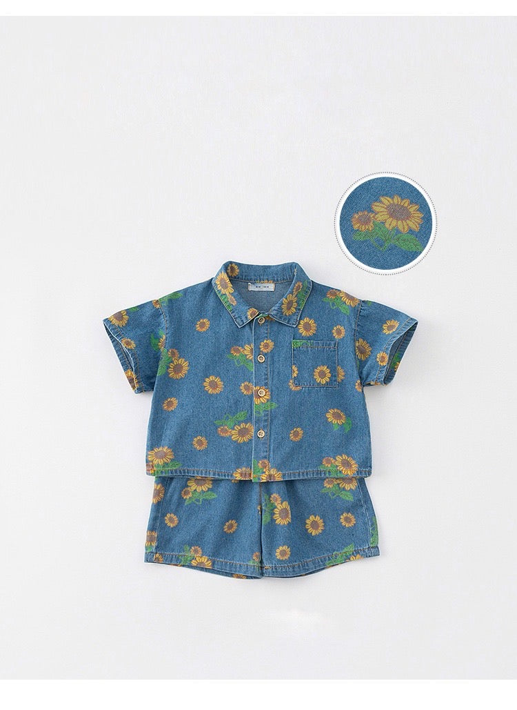 ひまわりデニムセットアップ【K168】