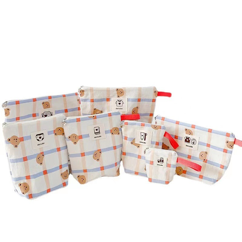 (予約商品)くまさんチェックアイテムポーチ(7set)【G116】