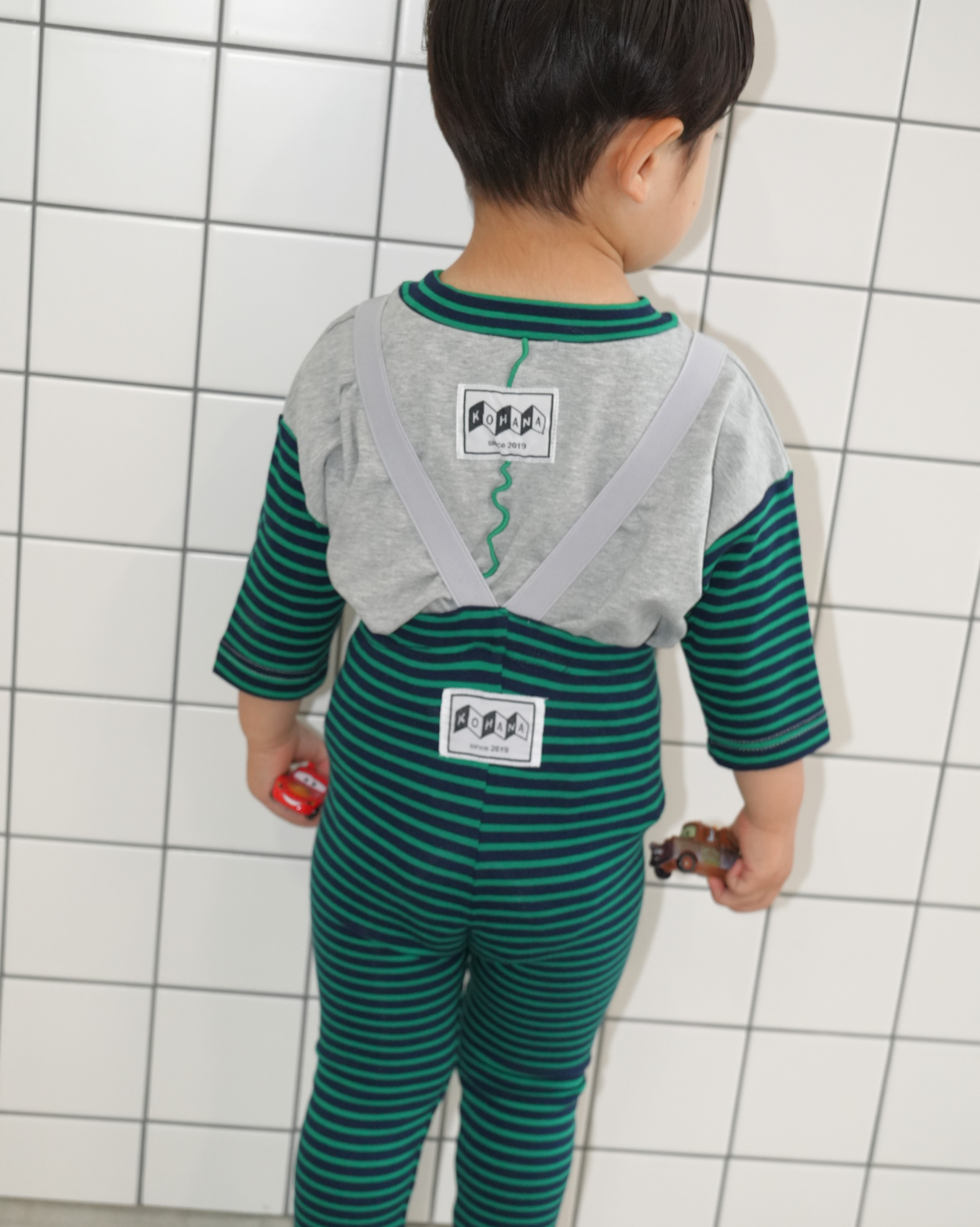 Animal Border Suspender Leggings【110400】 (green)