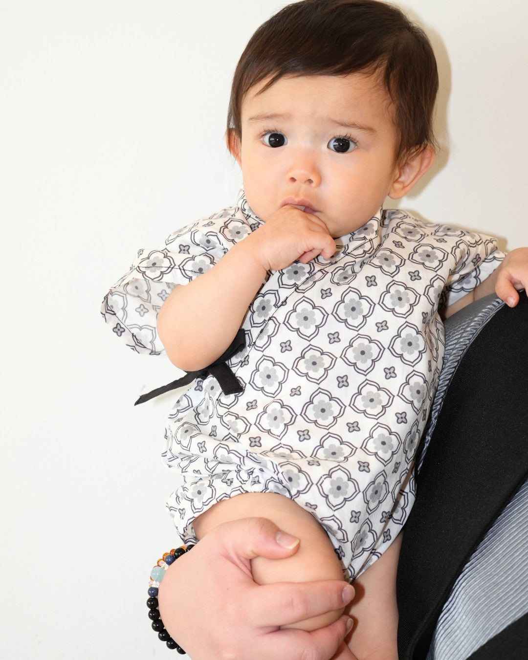 Monotone Vintage Tile Jinbei Rompers【110269】