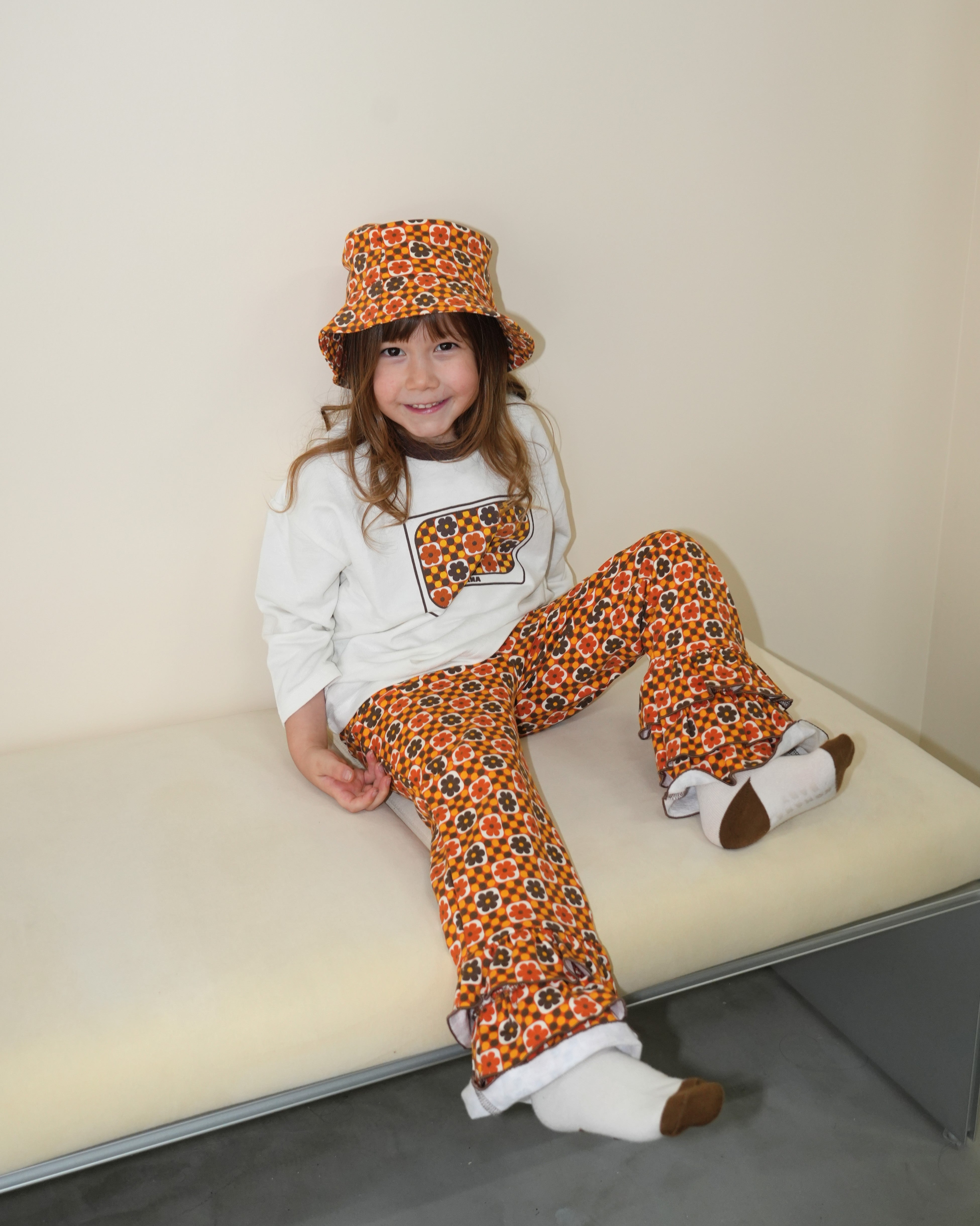 Retro Dot Flower Frill Flare Pants【110300】