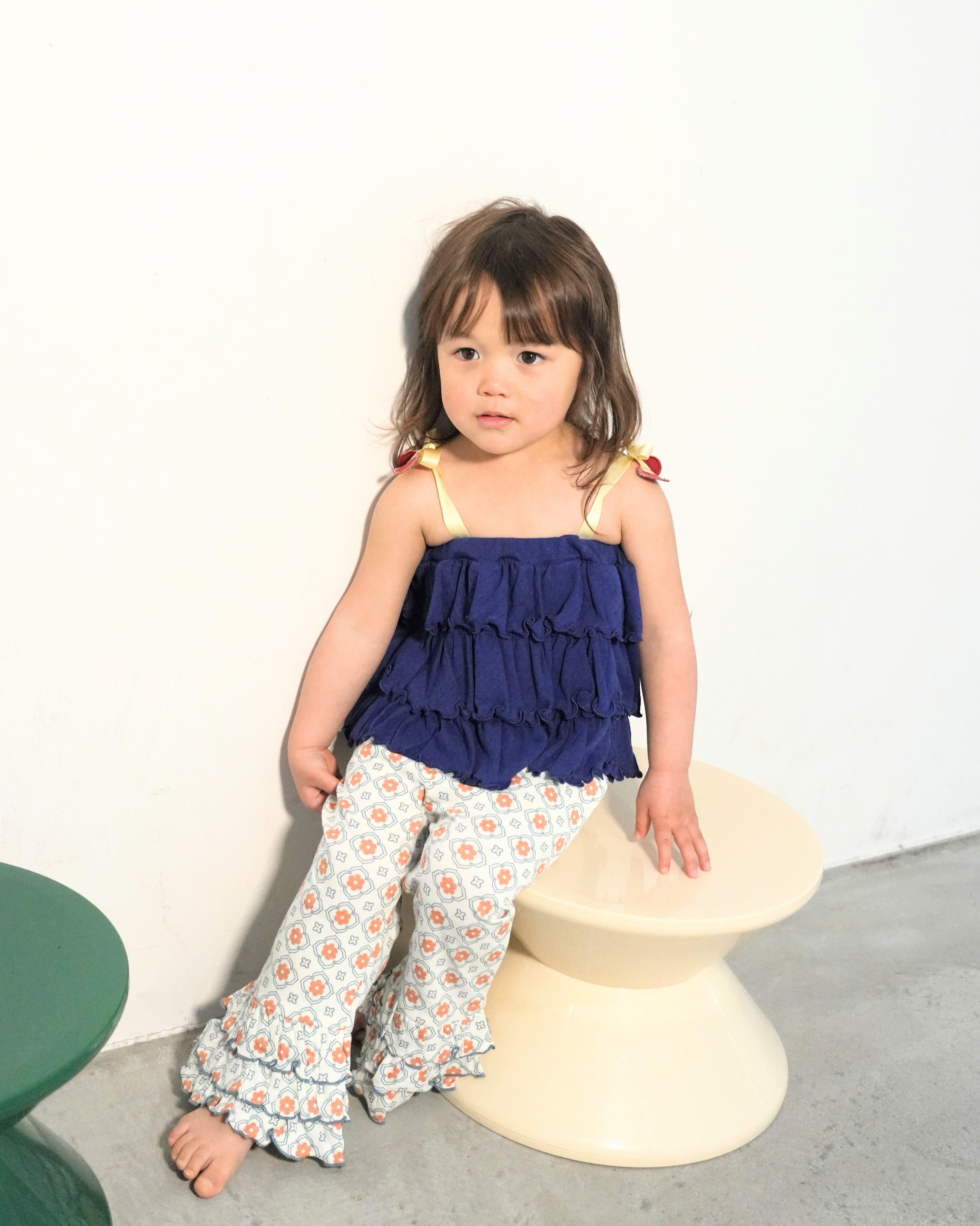 Cherry Motif Eyelet Rib 2Way Top【110242】 (Navy)