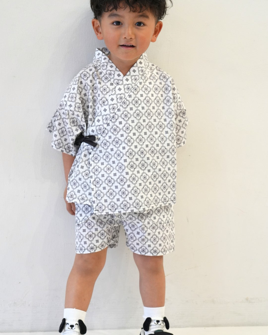 Monotone Vintage Tile Print Jinbei【110268】