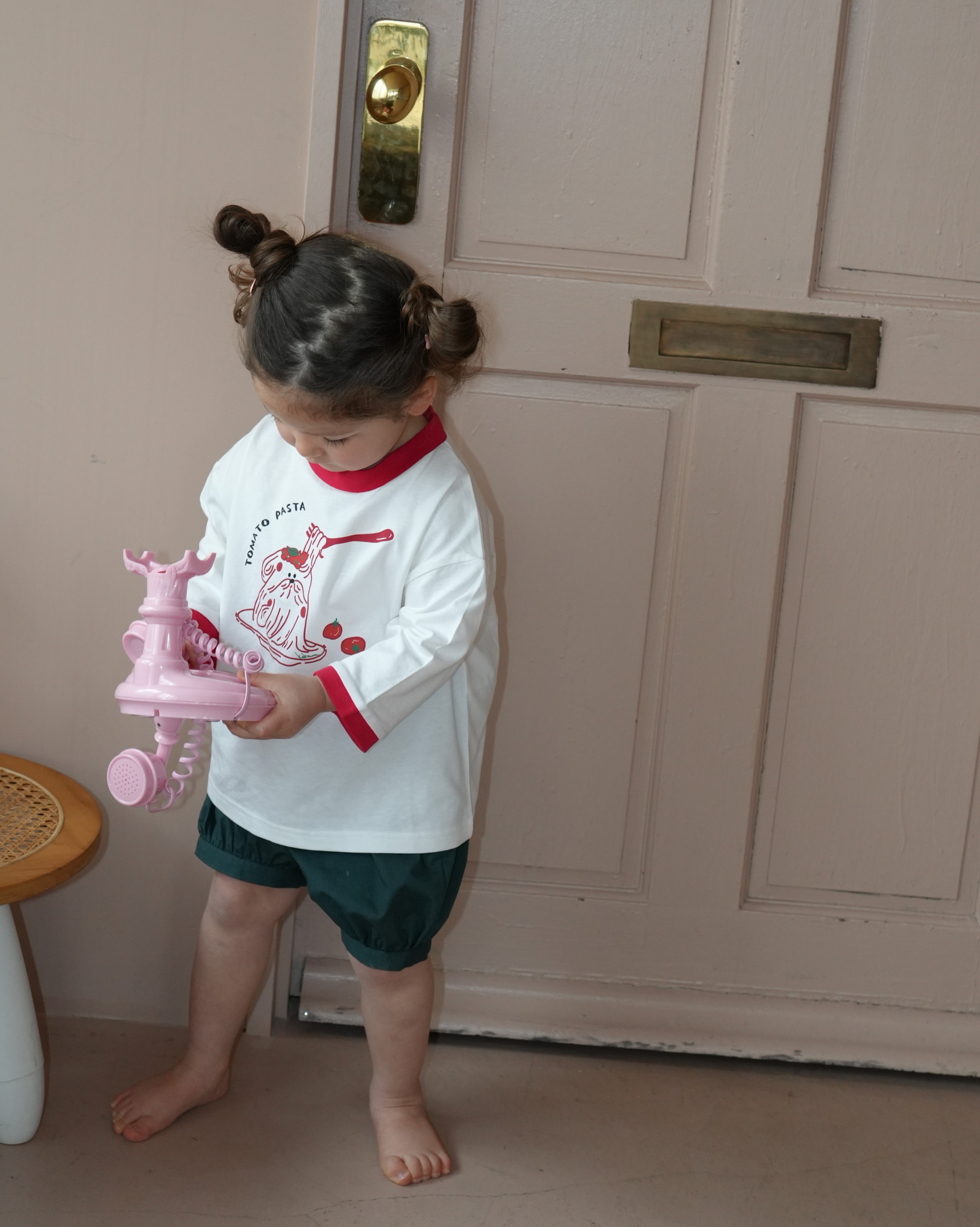 Tomato Pasta Dog Ringer Tee【110135】 (red)