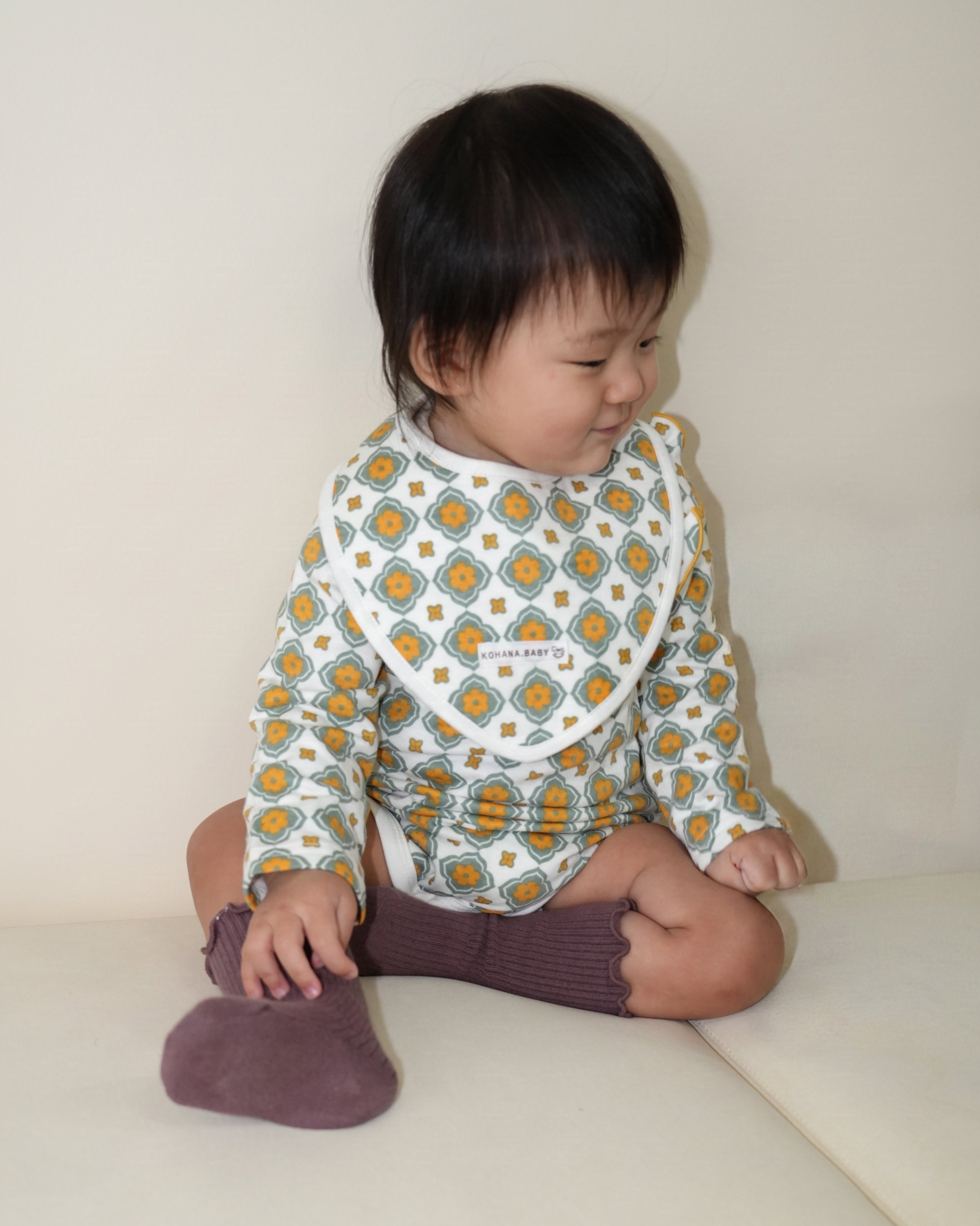Vintage Tile Pattern Bib【110114】 (orange)