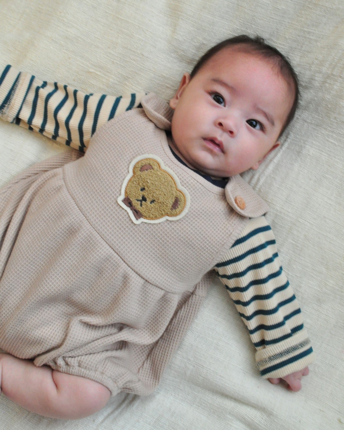 くまさんワッフルサロペット【150006】(brown)