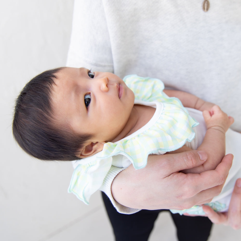 チェックフリルロンパース【110064】