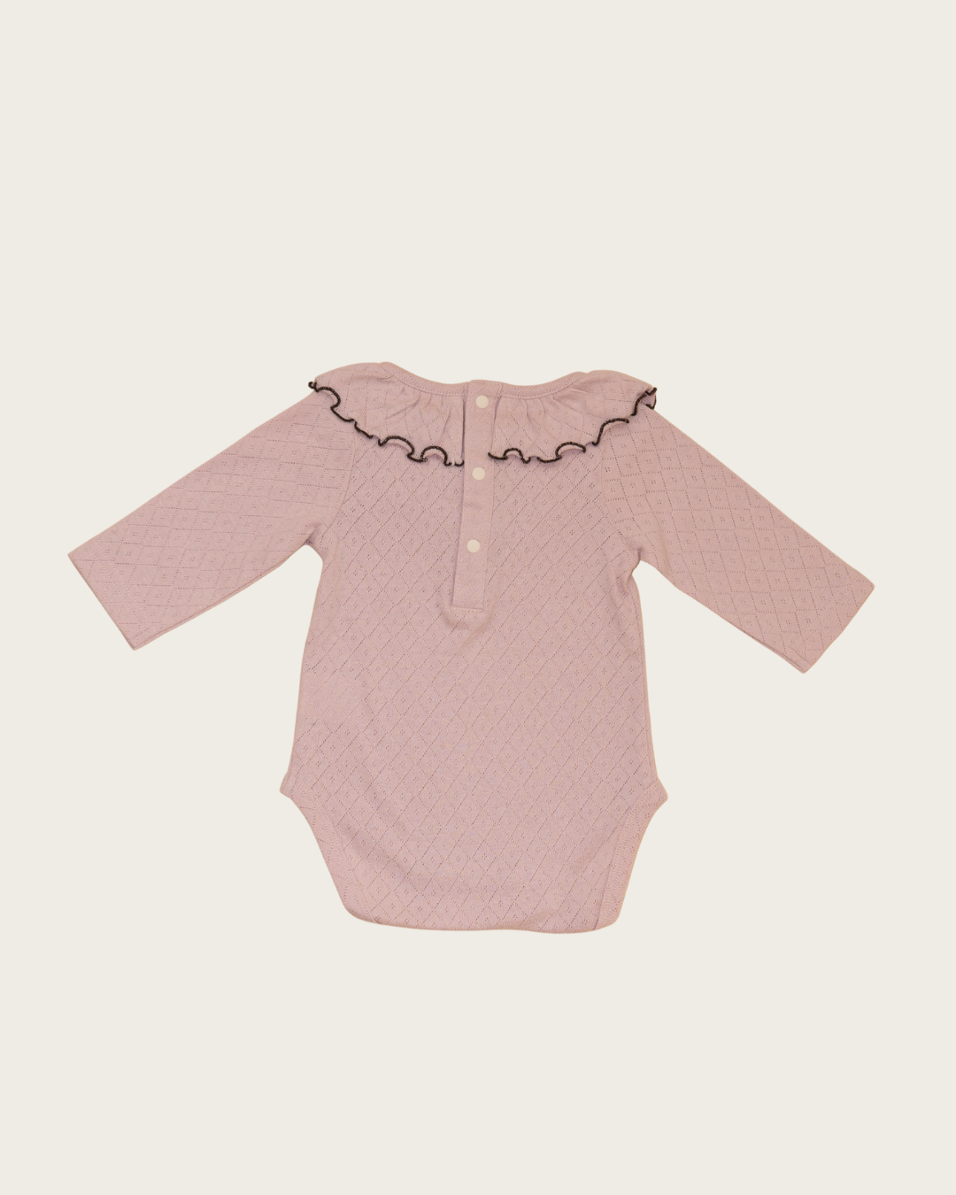 Frill Colour Eyelet Fraise Rompers【110053】(pink)