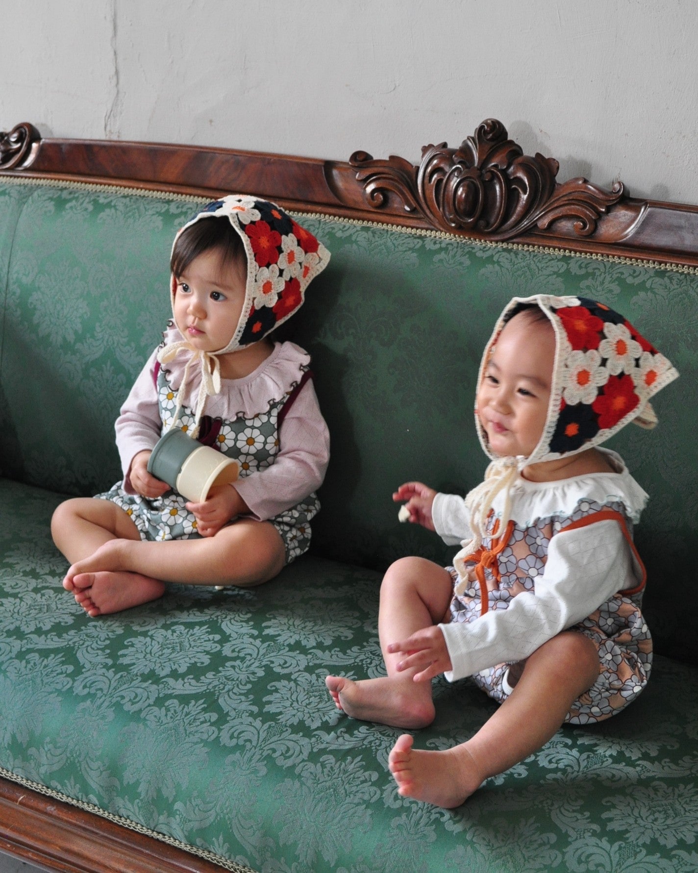 Retro Daisy Pattern Bloomer Salopette【110118】(BROWN)