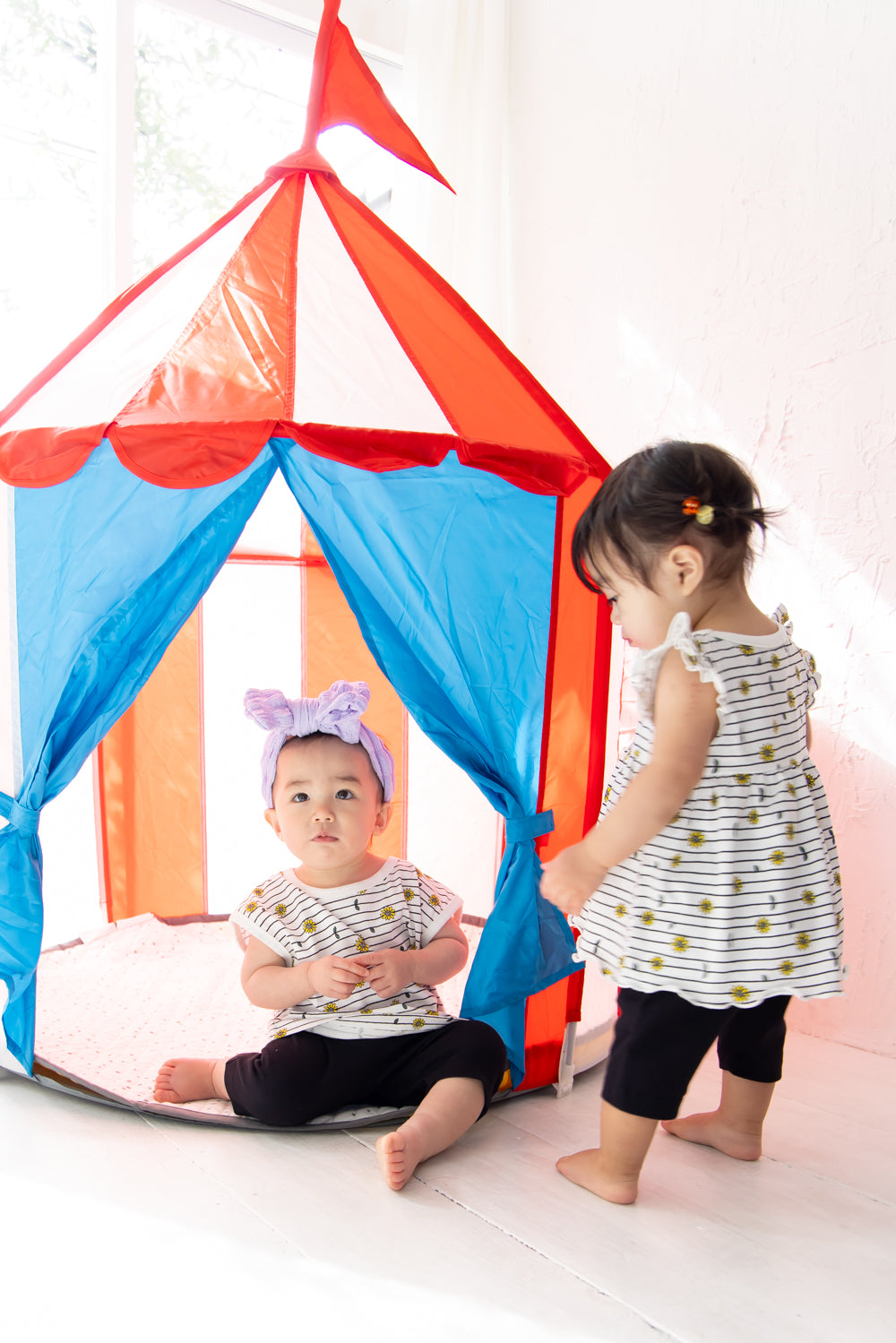 ひまわりボーダーツーピース(ノースリーブトップス)【110073】