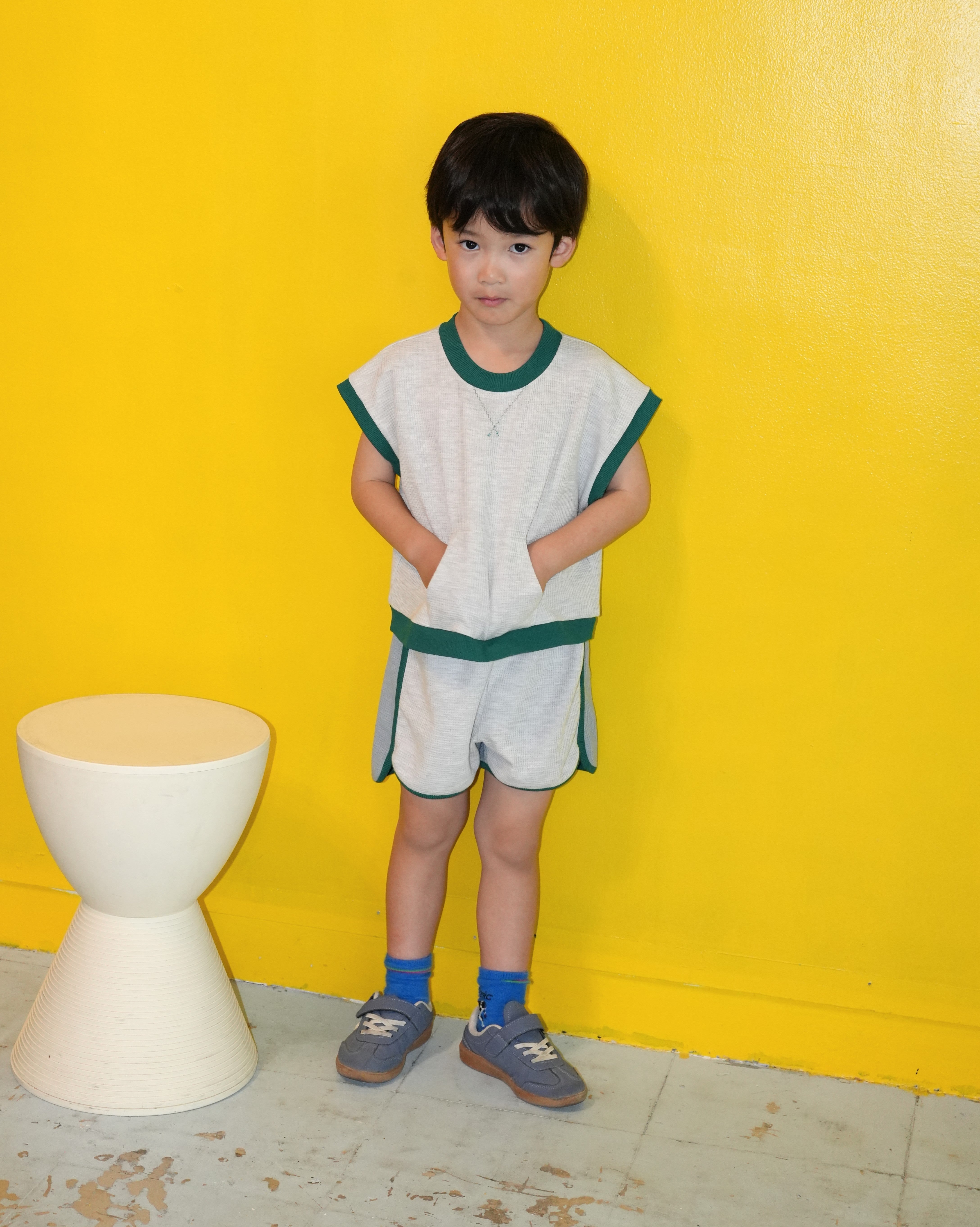 Neon Color Short Sleeve Sweatshirt【150018】 (gray)