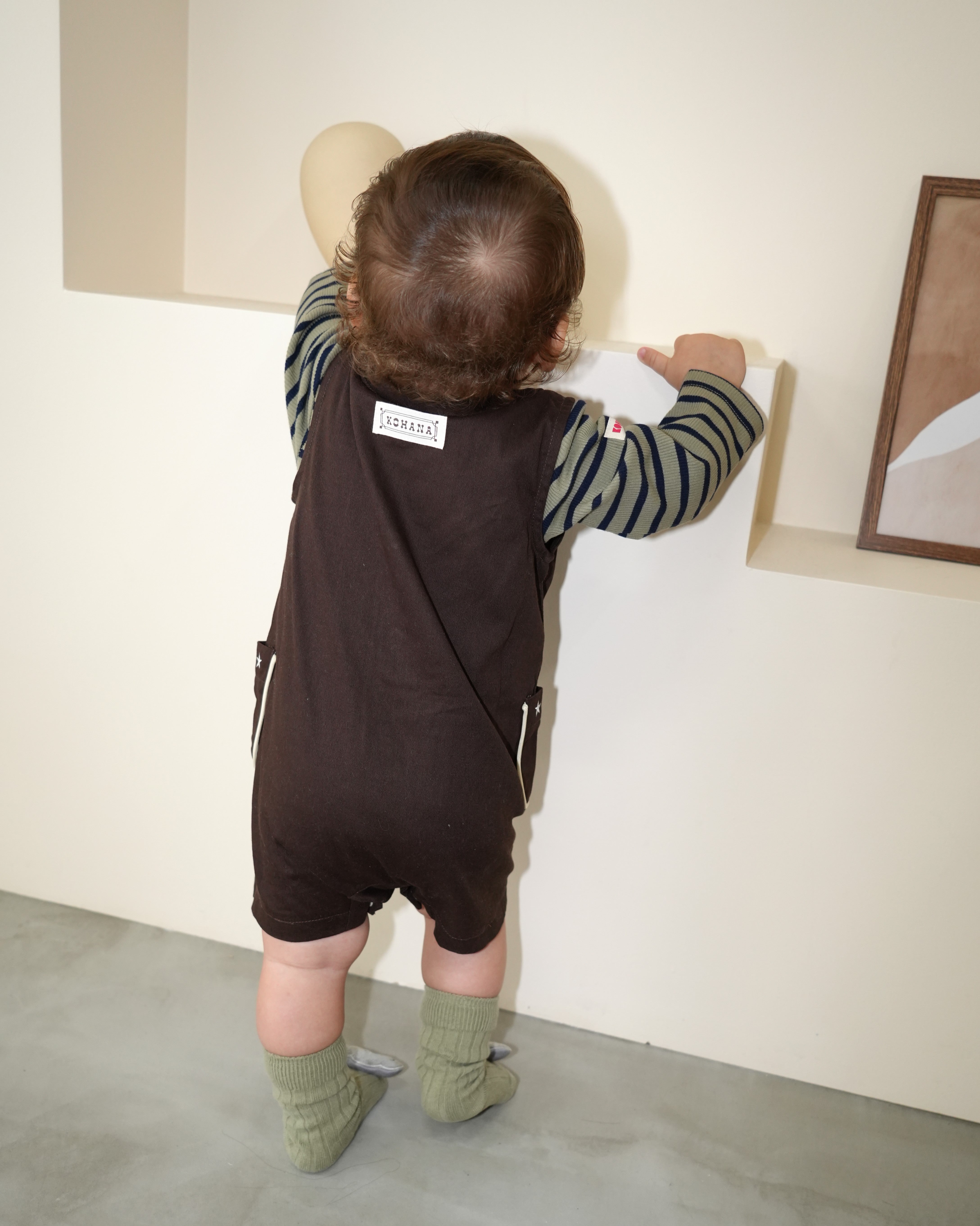 Star Embroidered Pocket Front-Open Overalls【110419】 (dark gray)