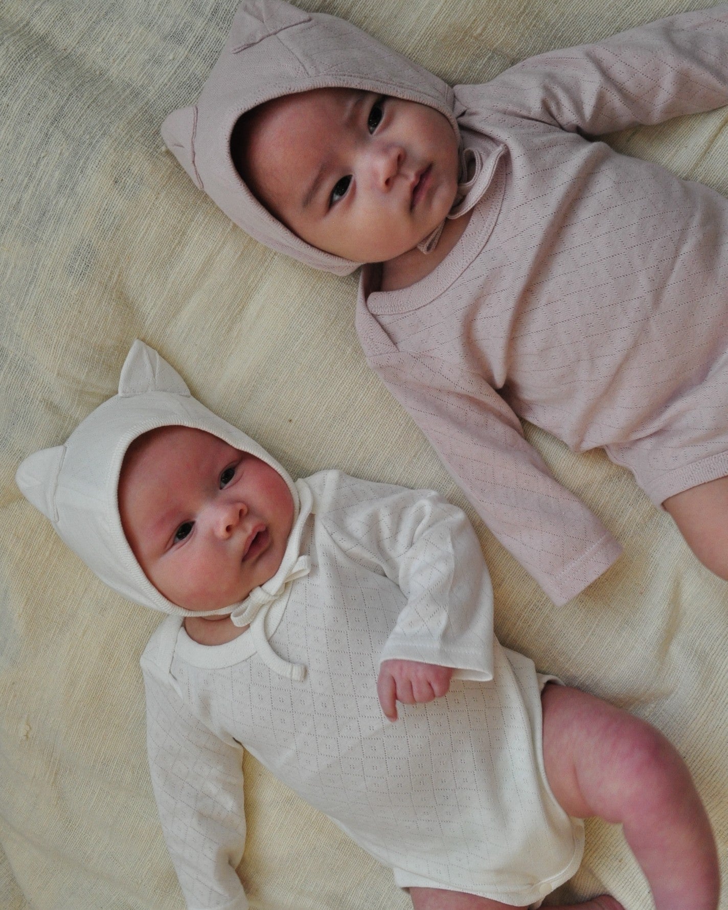 Eyelet Rib Cat Ear Bonnet【110129】 (white)