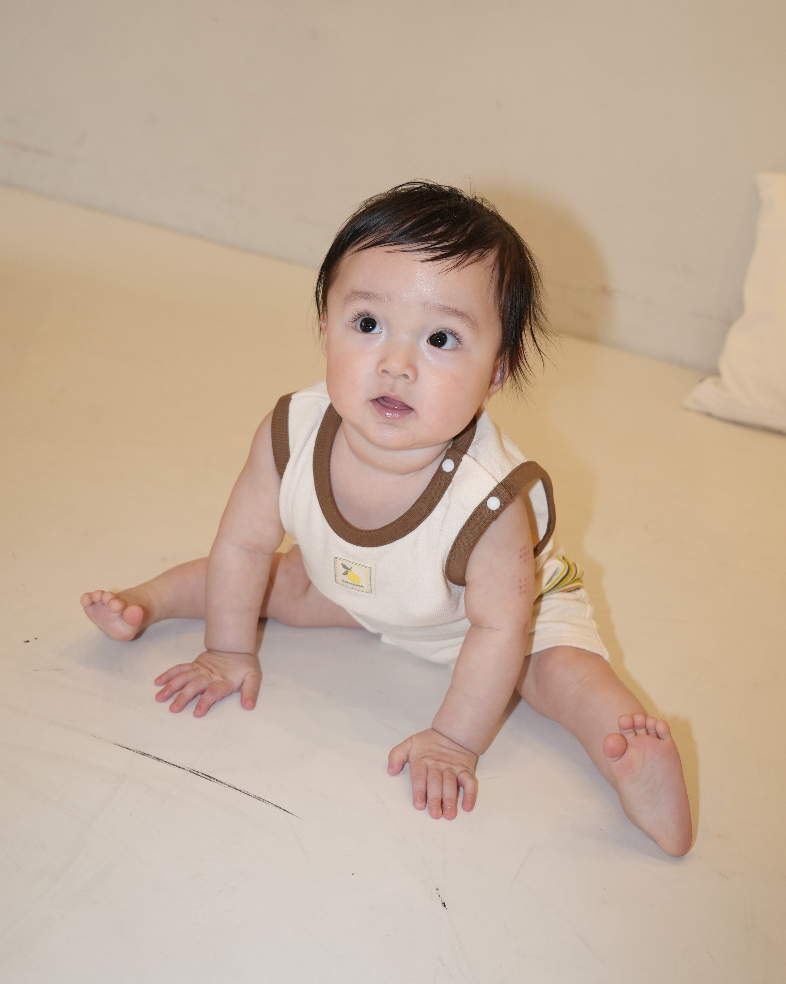 Lemon Striped Pocket Coverall【110229】