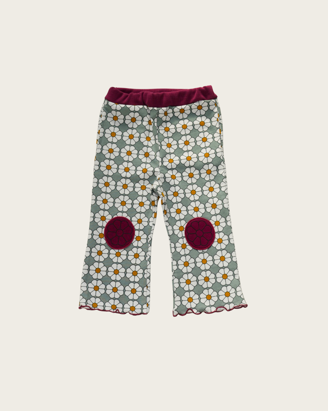 Retro Daisy Pattern Flared Pants【110120】（GREEN）