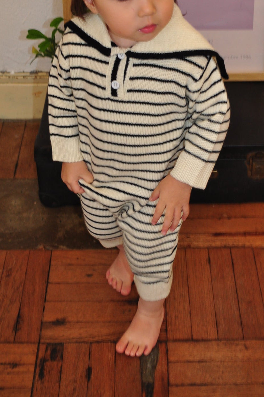 Sailor Collar Knit Cover All(border)