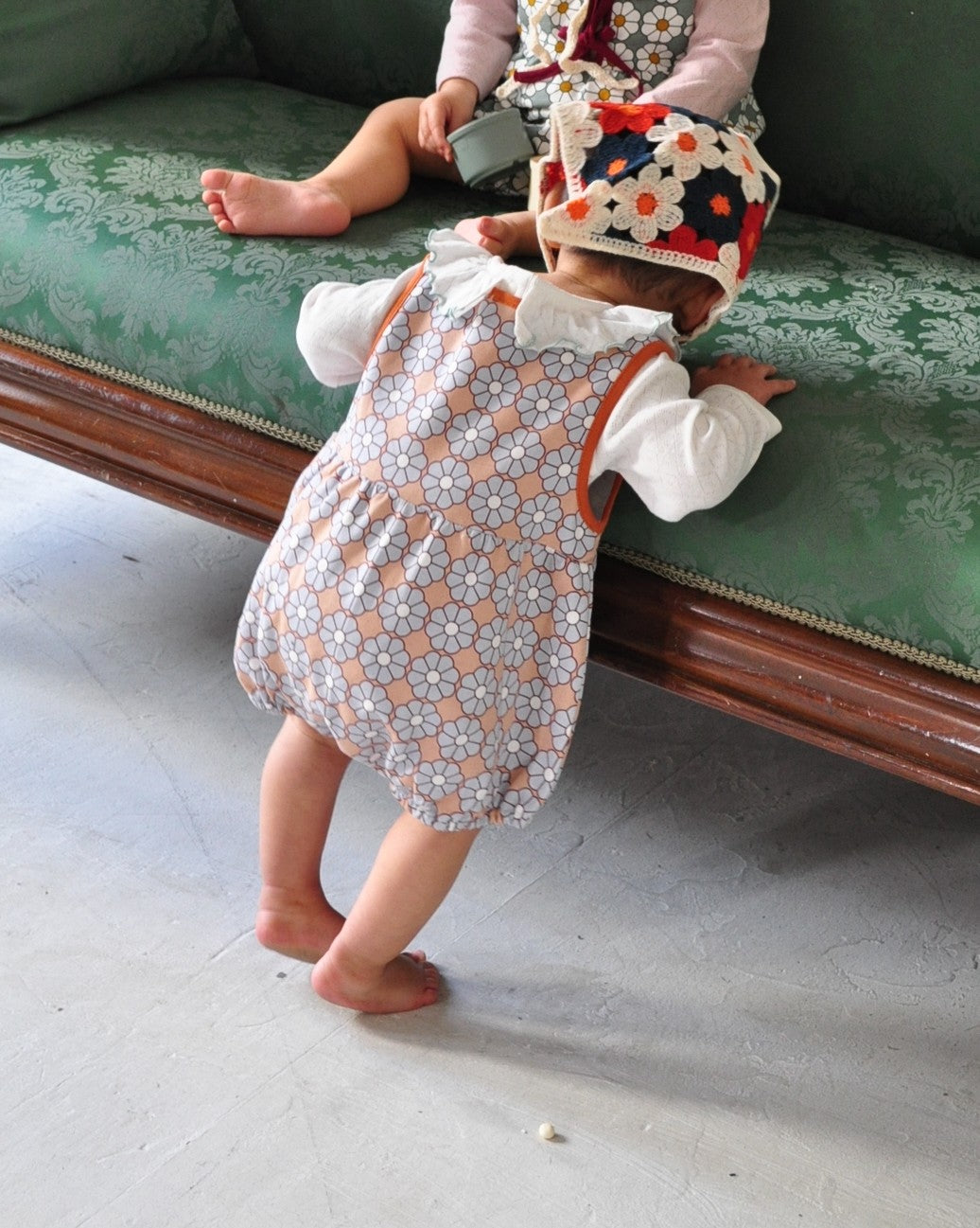 Retro Daisy Pattern Bloomer Salopette【110118】(BROWN)
