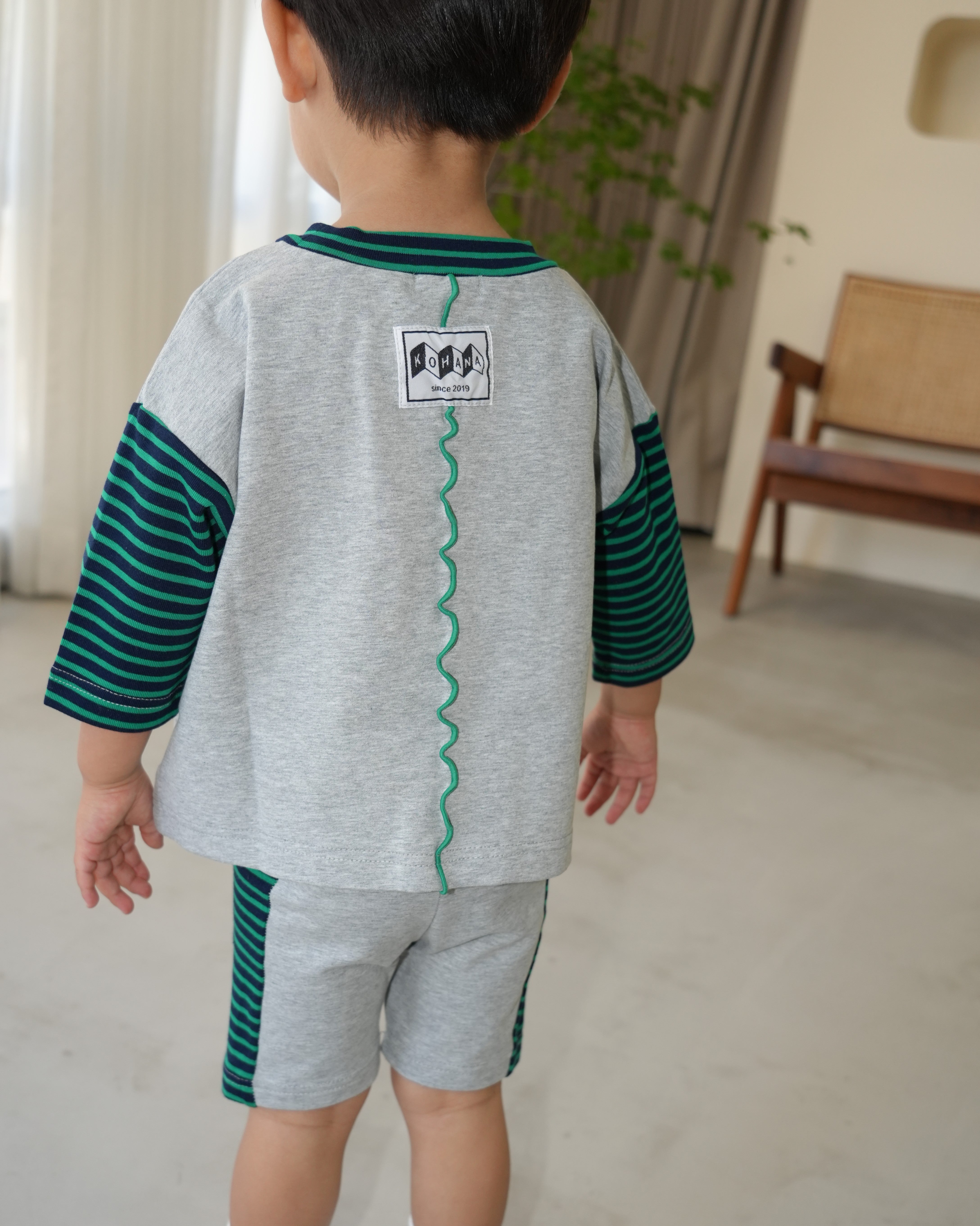 Animal Patch Border 3/4 Sleeve T-Shirt【110401】 (green)