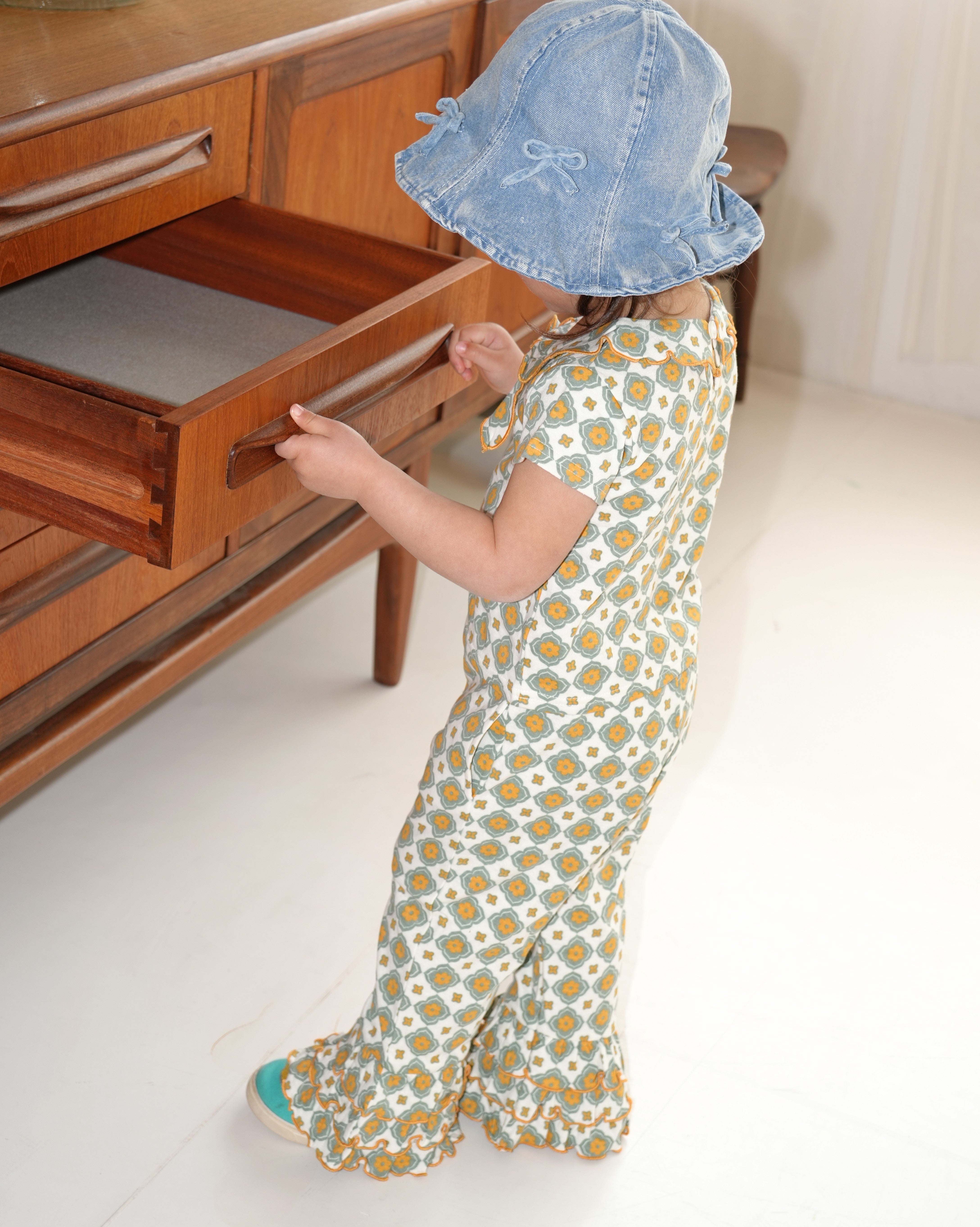 Vintage Tile Frill Flare Pants【110222】 (Mustard)