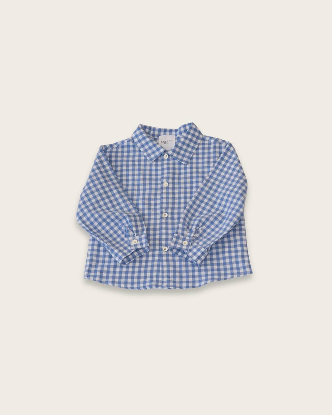 Blue Check Shirt & White Pants Set【K287】