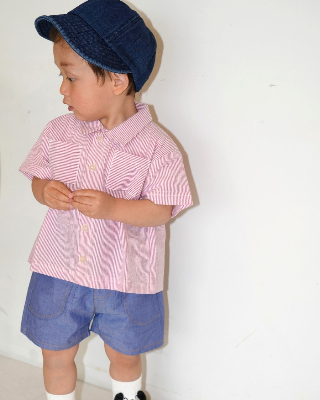 Striped Double Pocket Shirt【110278】 (Red)