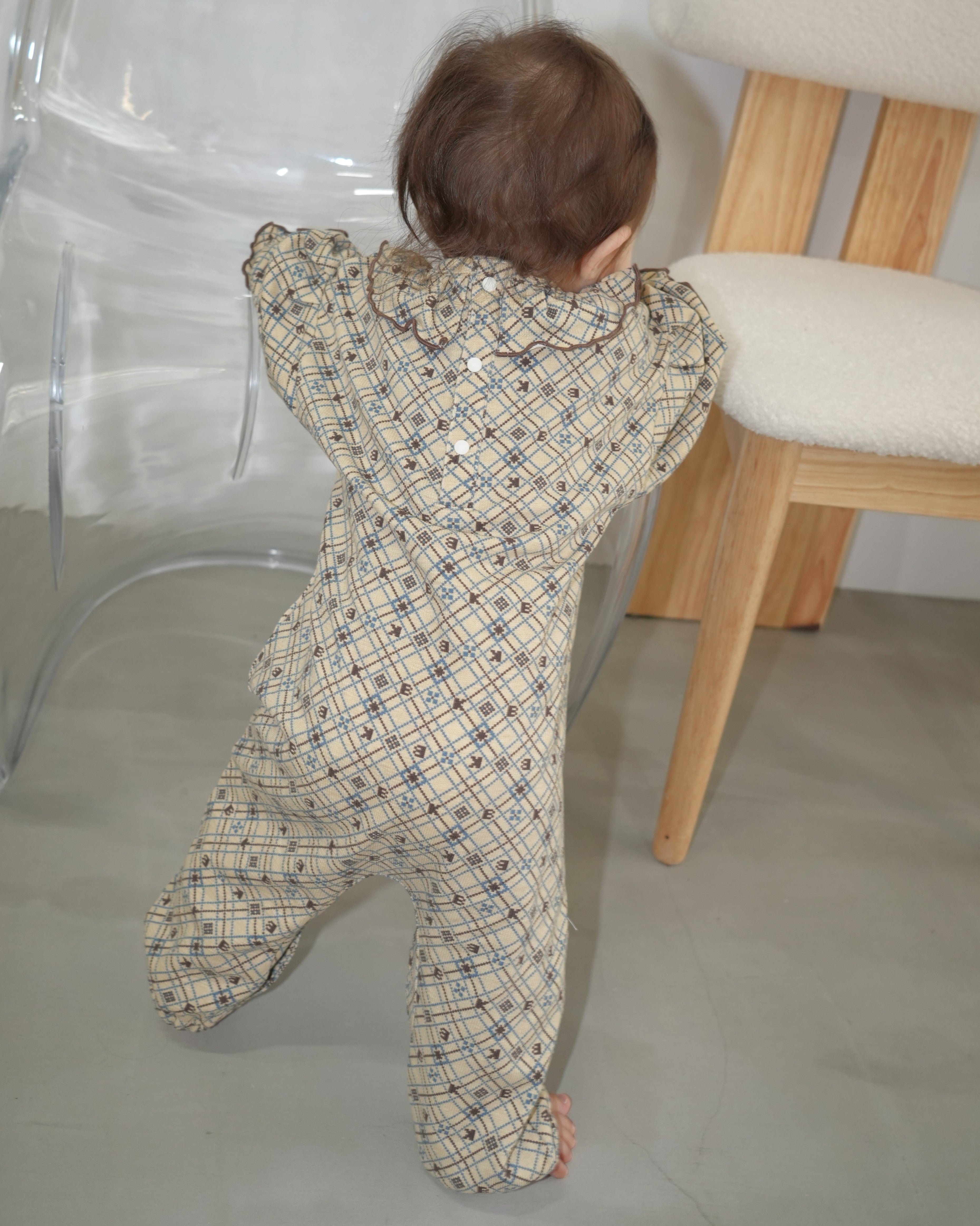 Pixel Art Frilled Collar Coverall【110312】