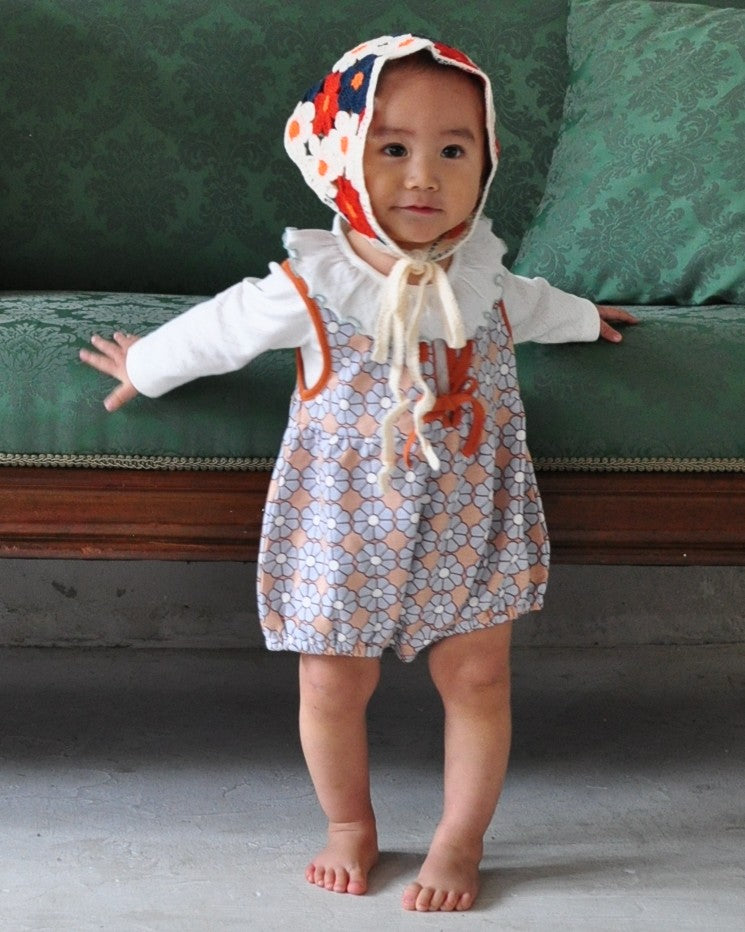 Retro Daisy Pattern Bloomer Salopette【110118】(BROWN)