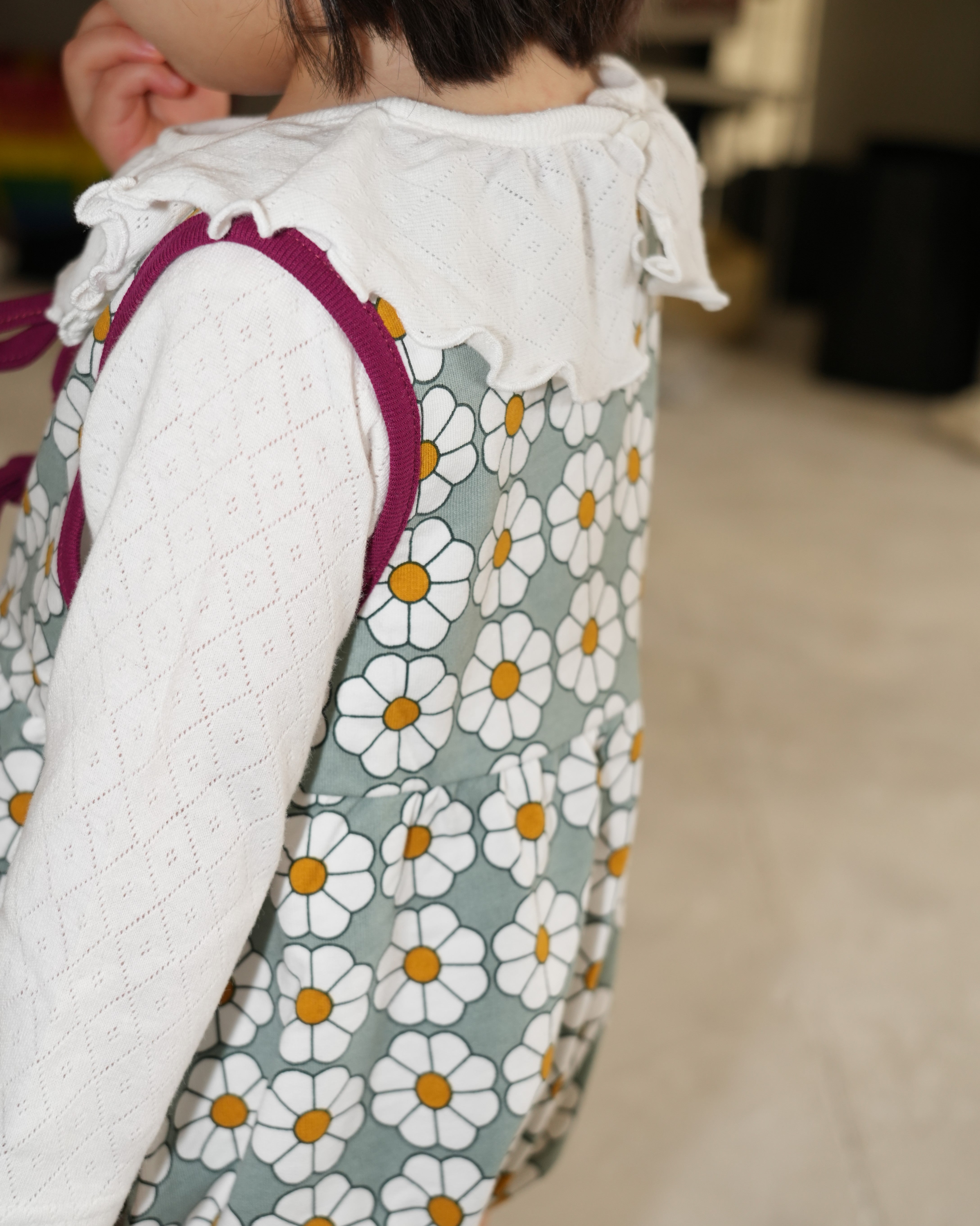 Eyelet Ribbed Frill Collar Shirt【110215】(WHITE)