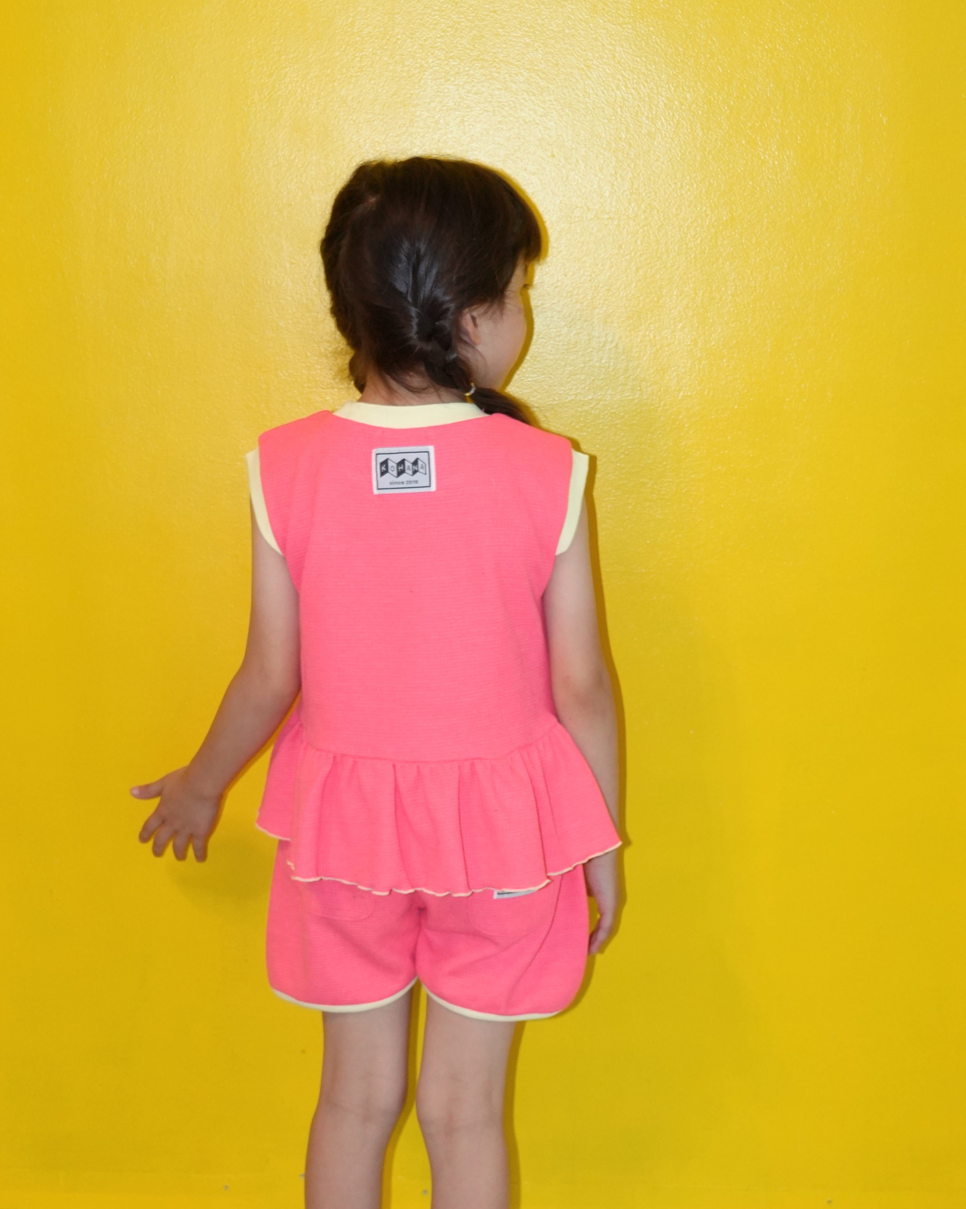 Neon Color Peplum Sleeveless Tops【150019】 (OR)