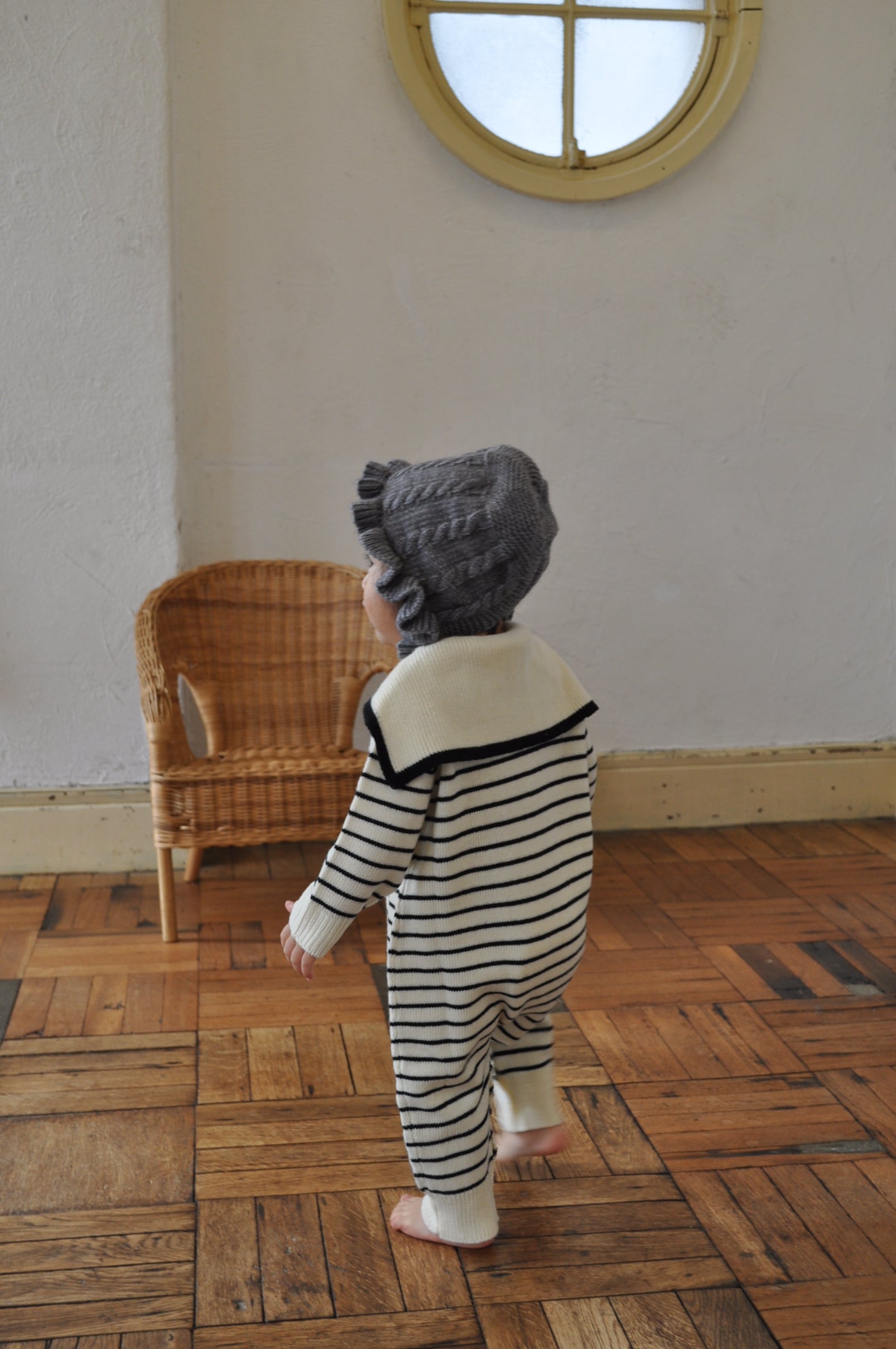 Sailor Collar Knit Cover All(border)