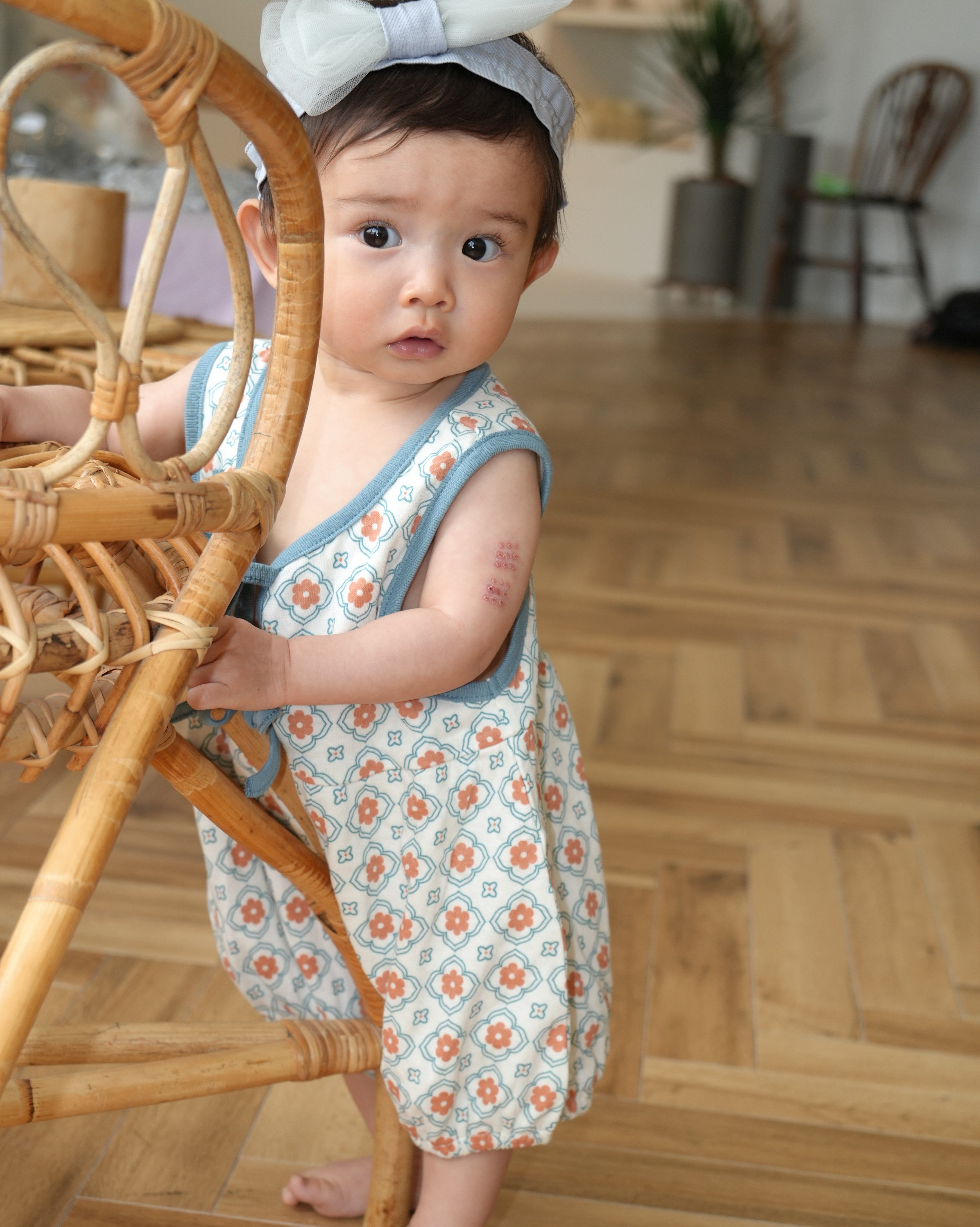 Vintage Tile Pattern Bloomer Salopette【110220】 (Blue)