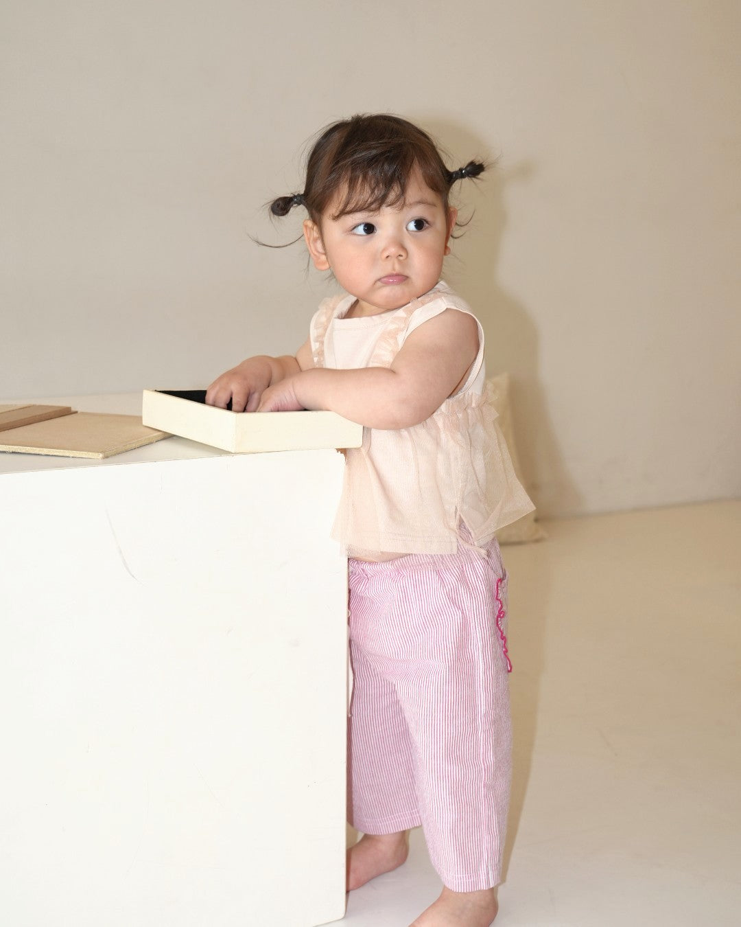 Sheer Tulle Ruffle Sleeveless Tops【110279】 (Pink)