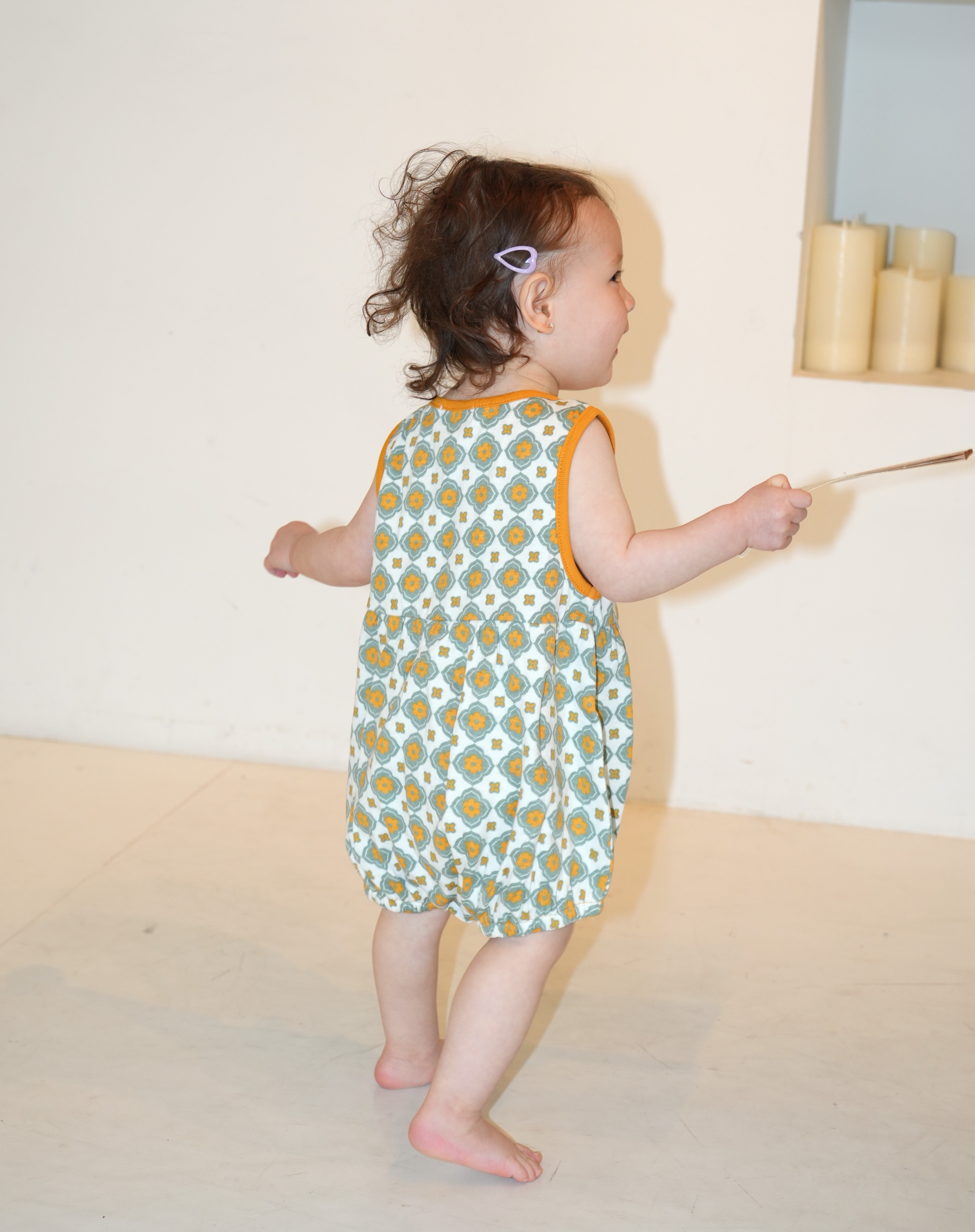 Vintage Tile Pattern Bloomer Salopette【110220】 (Mustard)